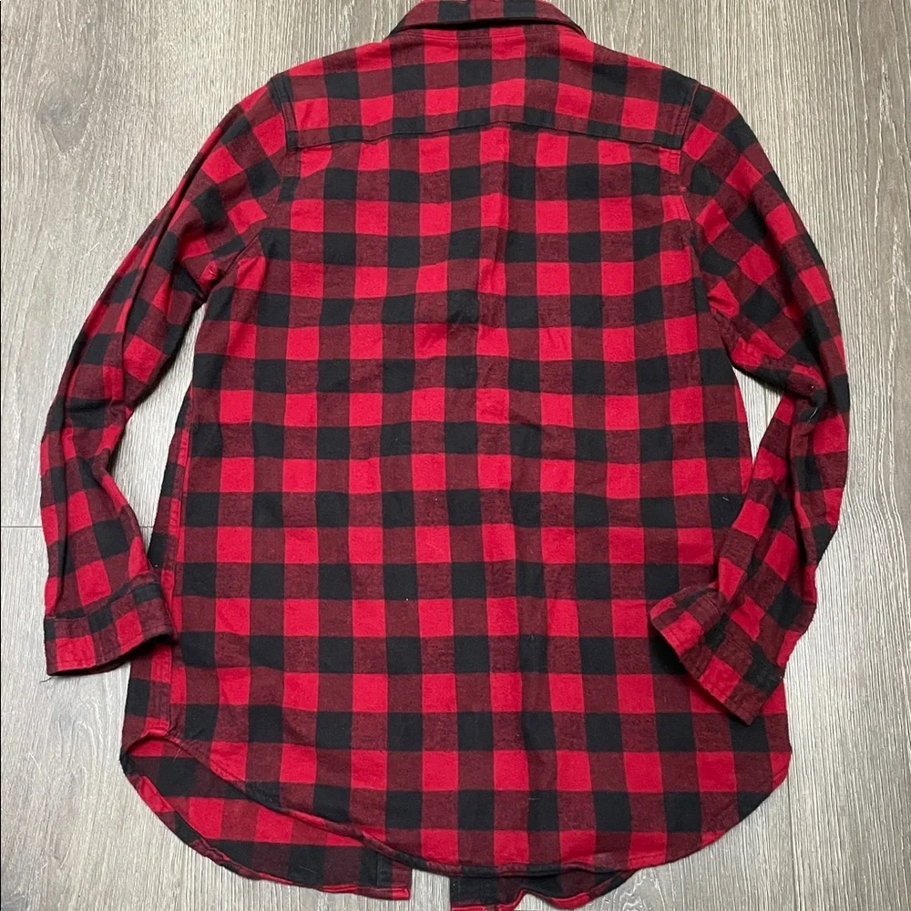 LL Bean 100% Cotton Scotch Plaid Flannel Western Button Down XS